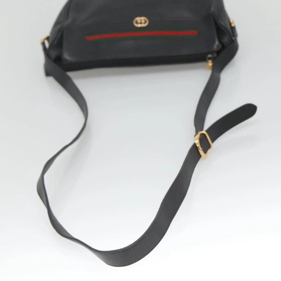 GUCCI Web Sherry Line Shoulder Bag Leather Black - Picture 7 of 16